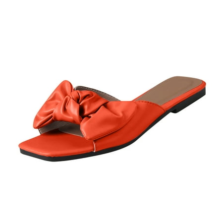 

Sentuca Women Solid Bow-Knot Open Toe Slippers Shoes Comfy Sandals Casual Comfortable Beach Sandals