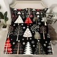thumbnail image 2 of Manfei Rustic Christmas Tree Bed Sheets, Christmas Snowflake King Sheets, Western Winter Festival Sheet Set, Luxury Bedroom Decor, 4 Pieces, 2 of 7