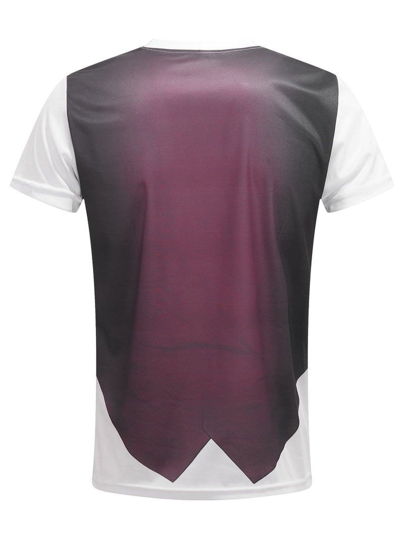 Iiniim Men's 3D Print T-Shirt – Short Sleeve, Fake Two-Piece Suit Vest & Tie Design – Polyester/Spandex