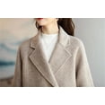 thumbnail image 4 of Elegant Long Sleeve Pea Coat With Pockets Loose Women Woolen Coat Jacket Winter Thick Lapel Mid-Long Overcoat, 4 of 5