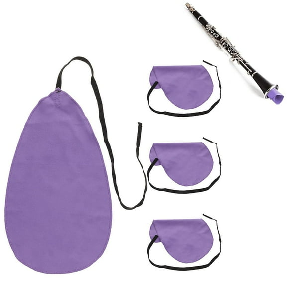 4 PCS Clarinet Cleaning Kit, Clarinet Cleaning Cloth, Cleaning Cloth Kit for Clarinet, Piccolo, Flute, Saxophone and Saxophone (Purple)