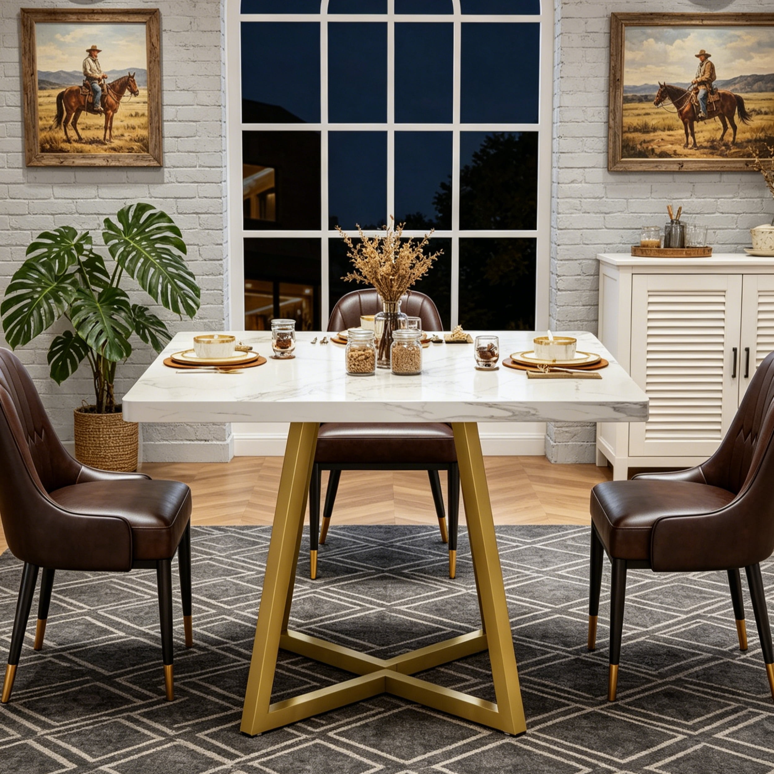 Fnova 31.5" Square Dining Table, Small Kitchen Dinner Table, 2-4 Person Industrial Dining Table, Square Kitchen Table for Dining Room Farmhouse Home Decor Furniture