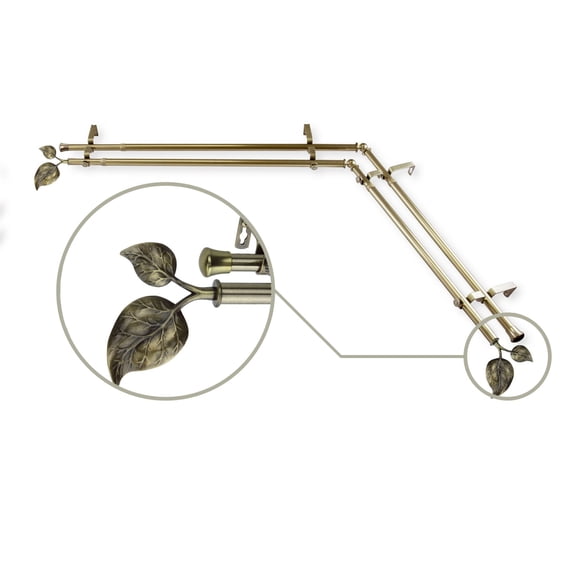 Contemporary Home Living 251" Gold and Black Contemporary Double Corner Window Curtain Rod