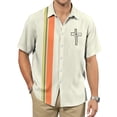 thumbnail image 2 of jowamay Mens Bowling Shirts Cross Print Christian Casual Shirts Fashion Button Up Tops Short Sleeve for Travel, 2 of 6