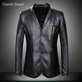thumbnail image 4 of Traje de otoño e invierno de longitud media para hombre, cuello de traje de hombre gordo de talla grande, cuero PU, 4 of 5
