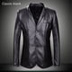 thumbnail image 3 of Traje de otoño e invierno de longitud media para hombre, cuello de traje de hombre gordo de talla grande, cuero PU, 3 of 5