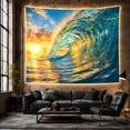 thumbnail image 6 of Barrel Wave Around a Sunlit Ocean Horizon, Adventurous Digital Art for Beach Lovers, Coastal Home Decor, Housewarming Gift, Tapestry Wall Hanging for Bedroom and Living Room, 6 of 7