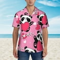 thumbnail image 2 of Kll Men'S Hawaiian Shirt Short Sleeve Button Down Beach Shirts-Panda Heart Valentine Pink, 2 of 7