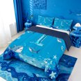 thumbnail image 2 of meiyoeat Water Themed Monogram T King Size Comforter Sets For Boys,Shark Ocean Initial Art Comforters King Size,Navy Blue Reversible,3-Piece,1 Comforter And 2 Pillowcases, 2 of 7