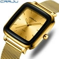 thumbnail image 2 of Crrju Watch Men Top Brand Luxury Square Golden Casual Slim Mesh Steel Wrist Watch Relogio Masculino - Quartz Wristwatches, 2 of 6