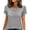 Tops-490Gray, variant on Blouses for Women V Neck Petal Short Sleeve Dressy Casual Workwear Regular Fit Solid Vintage Floral Lace Crochet Applique Breathable Flowy Summer Tops