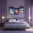 thumbnail image 4 of Hieng 3 Pieces Purple Sunset Beach Wall Art Aurora Landscape Canvas Prints Tropical Palm Trees Pictures Aurora Borealis Ocean Paintings for Bathroom Decor Unframed, 4 of 6