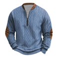 thumbnail image 2 of gbyLJF Long Sleeve Sweatshirt for Men Casual Loose Fit Knitted Striped Pullover Sweater Half Zipper Round Neck Vintage Top, 2 of 3