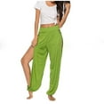 thumbnail image 5 of Staron Women's Yoga Pants High Slit Casual Harem Pants Elastic Waist Workout Sports Trousers, Green M, 5 of 7