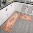 thumbnail image 3 of Boho Orange Vintage Ethnic Farmhouse (13) Rugs and Mats Non Skid Washable Absorbent Microfiber Soft Kitchen Mat for Floor Set Of 2 Decor Stain Resistant 17"x47"+17"x30", 3 of 7