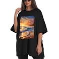 thumbnail image 4 of Plus Size Shirt for Women Black Tops for Women Oversized Short Sleeves Shirt for Women Sea Wave T Shirt Crewneck Shirt for Women XL, 4 of 5