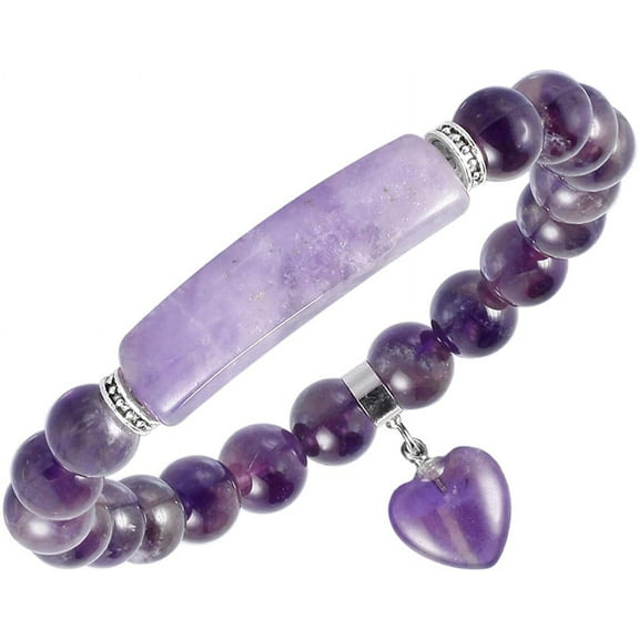 Healing Stone Bracelet 8mm Beads Chakra Crystal Energy Heart Charm Bracelet Handmade Jewelry for Women