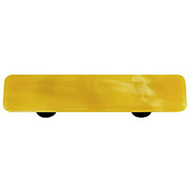 Hot Knobs HK2003-PA Swirl Amber Rectangle Glass Cabinet Pull - Aluminum Post