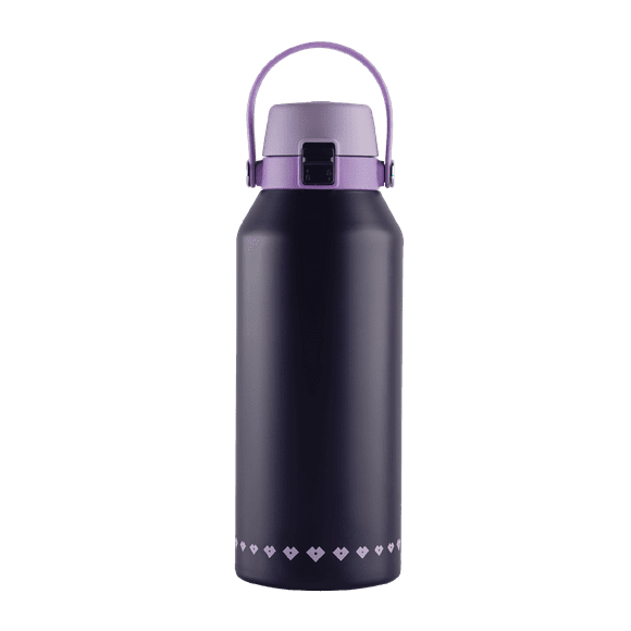 Termo LuckyLy Liza Morado Lila o Beige de Acero Inoxidable Doble Aislamiento Térmico de 1 Litro Tapa Hermética con Popote purpura 1 L