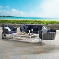 thumbnail image 3 of Modway Stance 4 Piece Outdoor Patio Aluminum Sectional Sofa Set in White Navy, 3 of 10