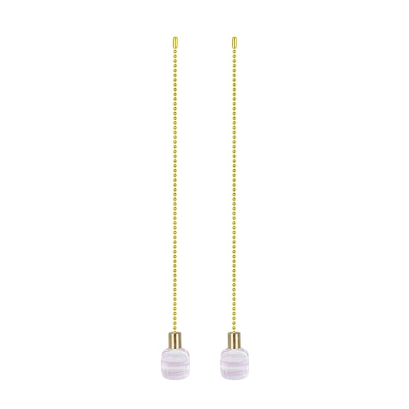 Aspen Creative 20509-22, 12" Clear and White Grain Line Glass Knob with Pull Chain in Copper, 2 Pack