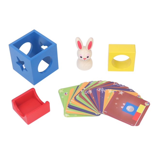 Baby Wooden Box Toy, Polished Round Surface Rabbit Model Baby Wood Play Toys Durable Pine Wood For Early Learning Anggrek Baby Wooden Box Toy