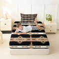 thumbnail image 4 of jejeloiu Ethnic Aztec Print Twin Sheets,Retro Boho Style Bedding For Boys,Black Brown,3pcs,1 Fitted Sheet and 1 Pillowcase, 4 of 6