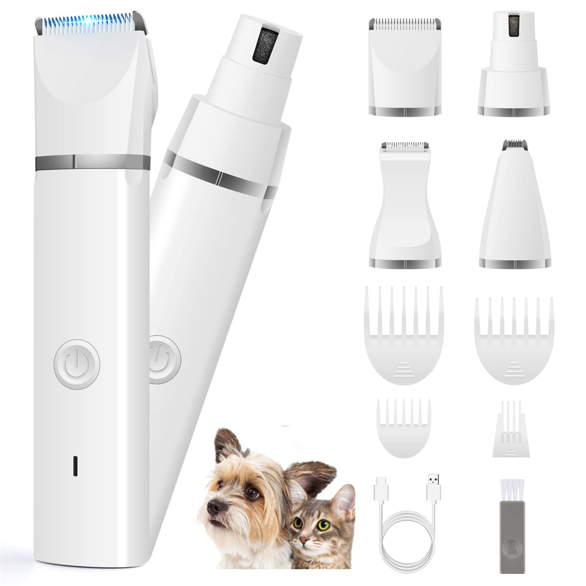 Dog Grooming Clippers Kit AllinOne Low Noise Paw Trimmer Electric