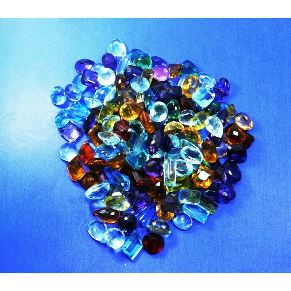 A   CERTIFIED 100 Ct Topaz Mix Color & Shape 14 Pcs LOT Ring Size Loose Gemstone