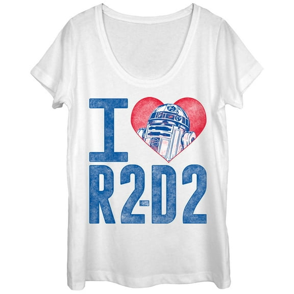Women's Star Wars I Love R2-D2  Scoop Neck White Medium