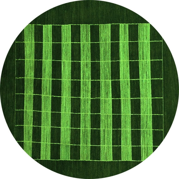 Ahgly Company Indoor Round Abstract Green Modern Area Rugs, 7' Round