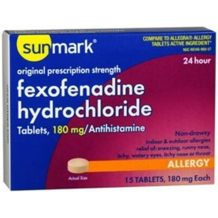sunmark Fexofenadine Allergy Relief Tablets 180mg-Box of