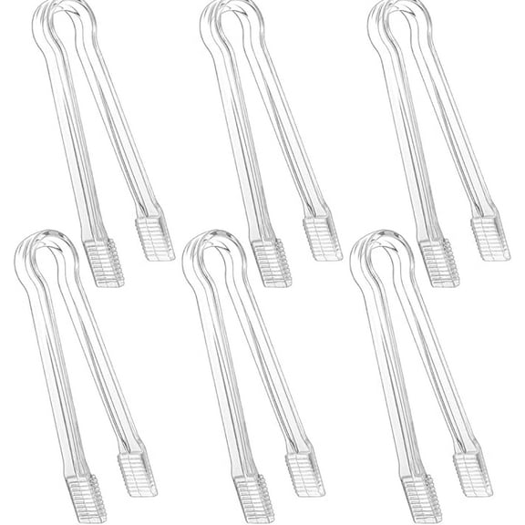 ZOURIH 6 PCS Plastic Serving Tongs, 6.3 Inches Disposable Clear Tongs, Kitchen Small Serving Utensil Tongs for Party Catering Buffet Bakery Salad Cookies Ice,Clear