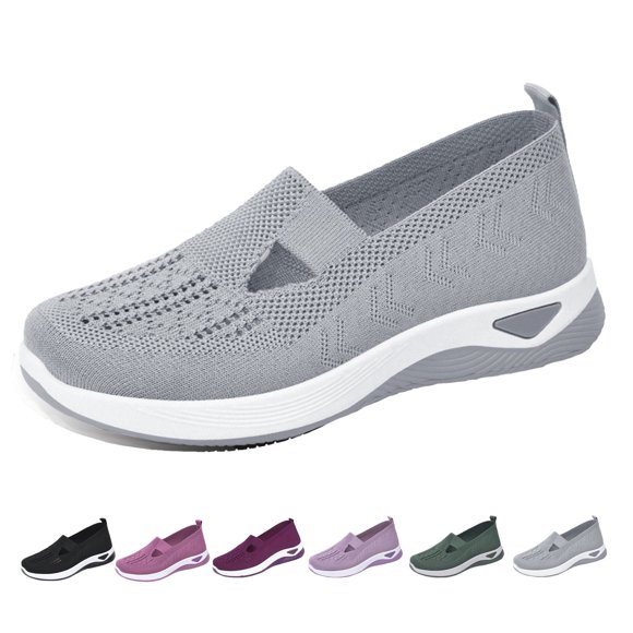 TKFASHION Chaussures Tissées pour Femmes Orthopedic Respirantes et Souples - Nouvelles 2024 Chaussures à Enfiler pour Diabétiques de Marche Largeur Grand, Chaussures en Mousse Mains Libres Orthopedic Extensibles pour Femmes Soutien de la Voûte Plantaire