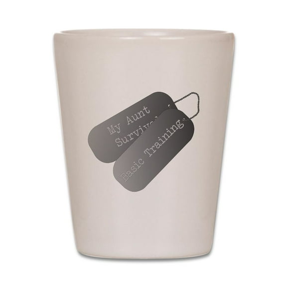 CafePress - My Aunt Survived Basic Training - White Shot Glass, Unique and Funny Shot Glass