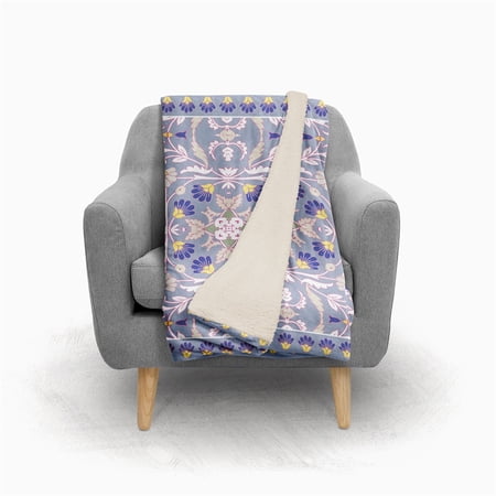 Amrita Sen Mughal Elephant Sherpa Blanket 30x40 Indoor Outdoor Grey Pink