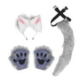 thumbnail image 2 of JUEGO DE COLA DE OREJA DE GATO LOBO, Conjunto de Cola de Diadema Con Orejas de Felpa de Piel Sintética para Fiesta de Carnaval de Cosplay, Diseño Antreslizante, Cierres, 2 of 7