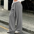 thumbnail image 5 of Gytharion Women's Lace Trim Sweatpants Solid Color Straight Leg Loose Casual Track Pants with Pockets Drawstring Elastic High Waist Joggers, 5 of 7
