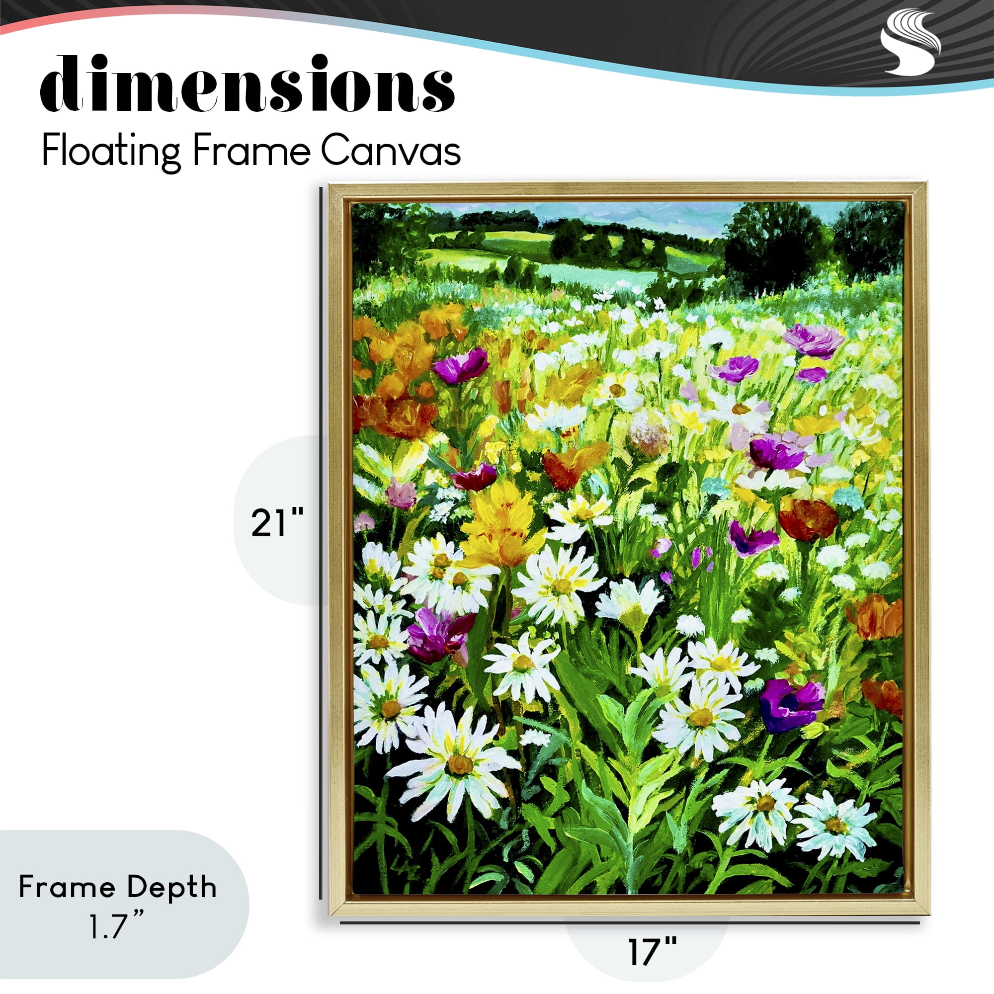 Stupell Industries Hillside Fusion Meadow Gold Framed Floater Canvas Wall Art, design by Lee Ann Zirbes