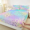 thumbnail image 3 of Castle Fairy Cheetah Leopard Print Twin Sheet Sets 3pcs for Girls Female Women,Abstract Gradient Glitter Twin Fitted Sheet Microfiber,Dreamy Princess Breathable Flat Sheet,Luxury Bedroom Decor, 3 of 7