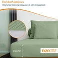 thumbnail image 3 of HNB Store 600 TC Egyptian Cotton Full Bed Sheet Set Include's - 15" inch Deep Fitted Sheet | 1 Flat Sheet | 2 Pillowcases | Moss Solid, 3 of 7