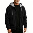 thumbnail image 5 of UVEASISHA Men's Casual Fall Jackets Full Zip Casual Corduroy Hoodie Jacket Relaxed Fit Lightweight Hooded Sweatshirt Jackets Vintage Outerwear with Cargo Pockets Black XXL, 5 of 8