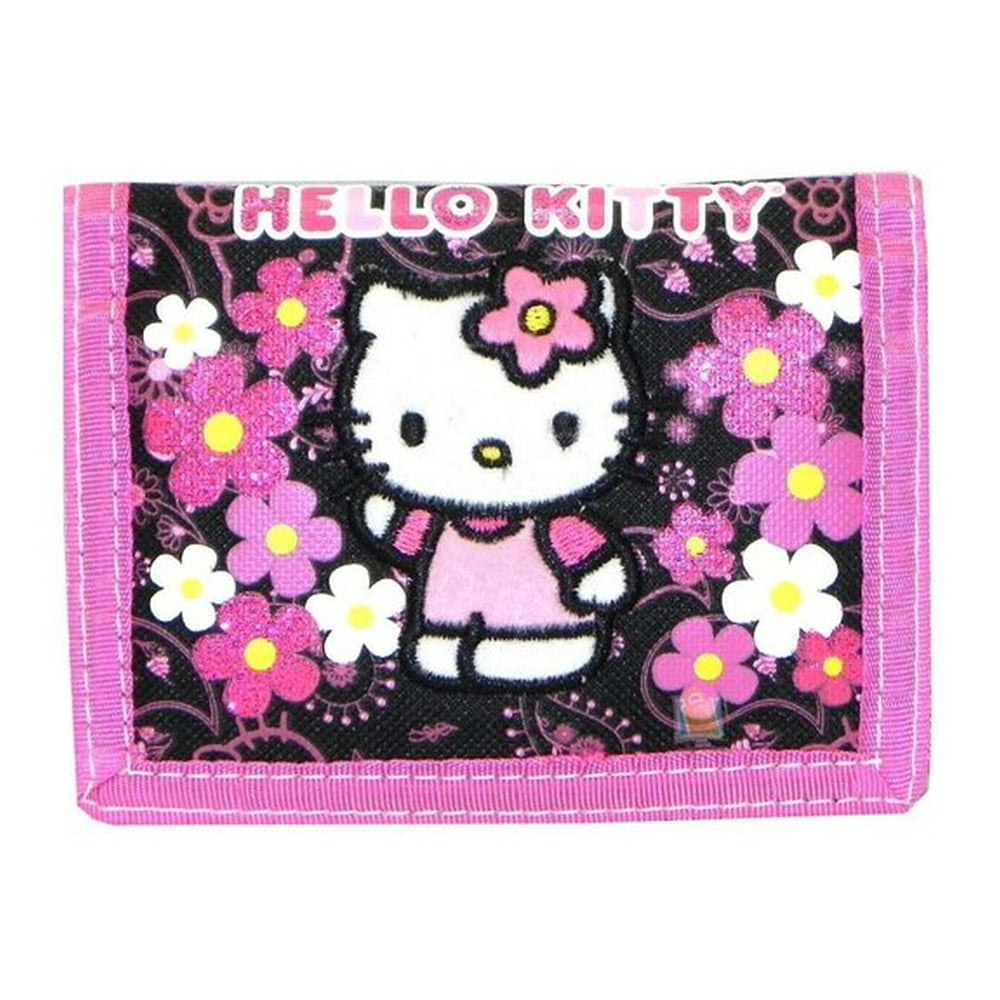 Hello Kitty Trifold Wallet Hello Kitty Flowers Black New T