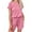 Pink, variant on ABATAB Women's Summer Casual Rompers Short Sleeve Crewneck Outfits Drawstring Trendy Jumpsuits with Pockets