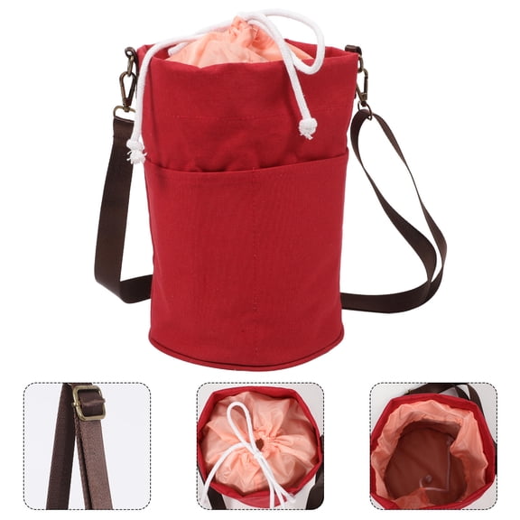 LEORX Large Capacity Knitting Organizer Bag for Yarn Red 1Pcs