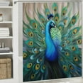 thumbnail image 6 of Fenyluxe Peacock Feathers Pretty Shower Curtain Bathroom Decor Polyester Fiber with Hooks 36x72, 6 of 7
