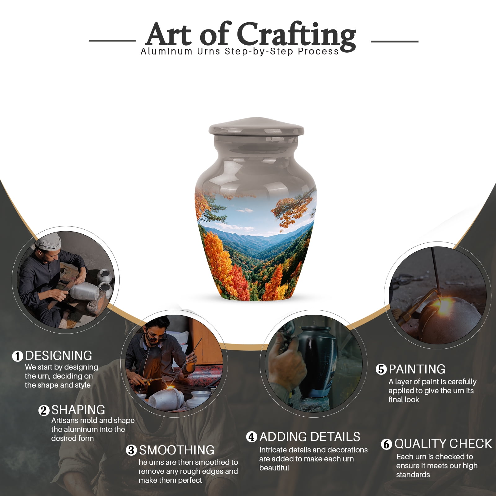 KARYLIZ Mountain Funeral Cremation Urns For Human Ashes - Autumn Urns For Human Ashes Adult Female - Gray & Blue Funeral Keepsake Urn For Women & Men - Funeral Decorative Urn For Male - 3inch