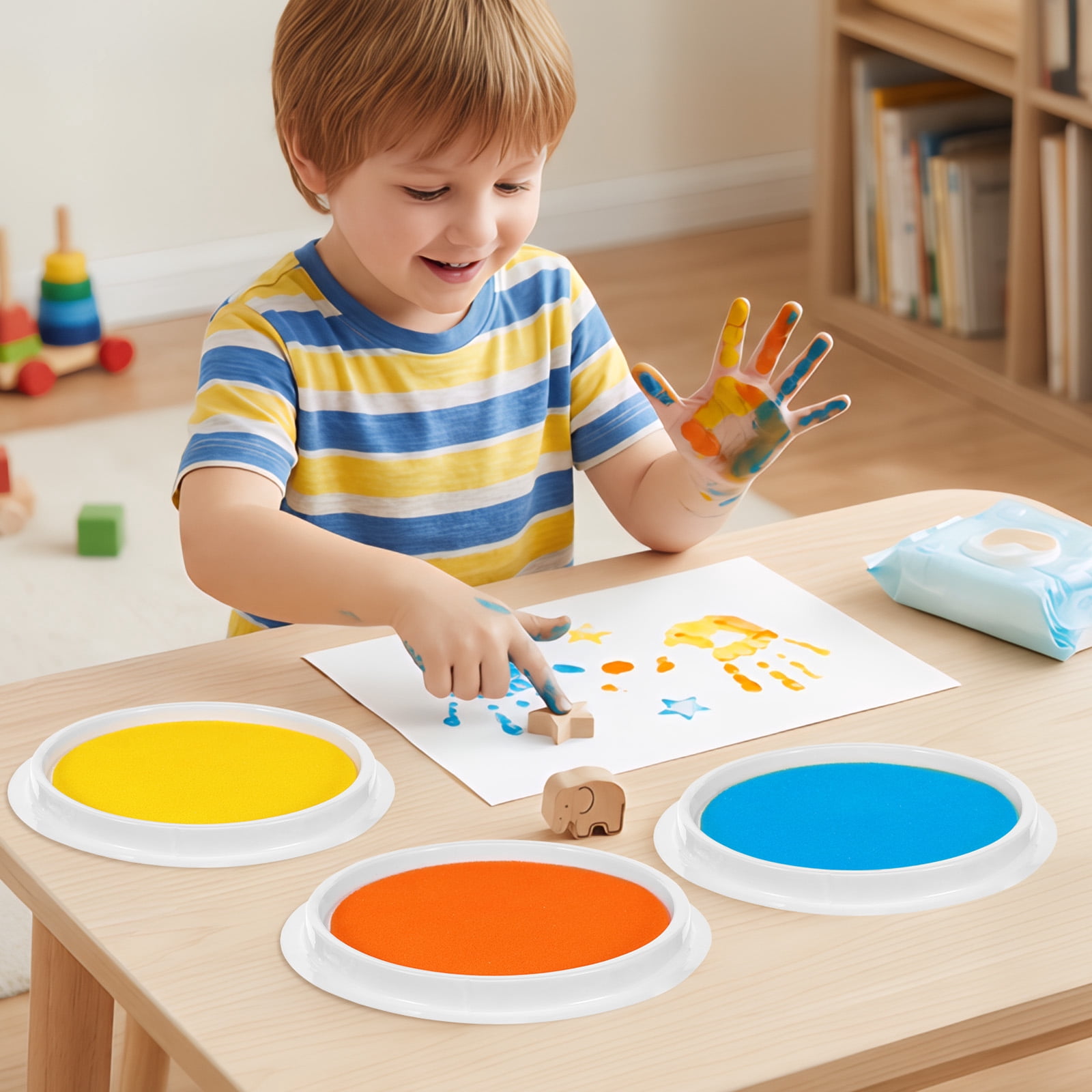 12Pcs 18cm Large Round Ink Pad for Stamping 12 Color Washable Stamp Pad Vibrant Ink Craft Mat for Home School Classroom