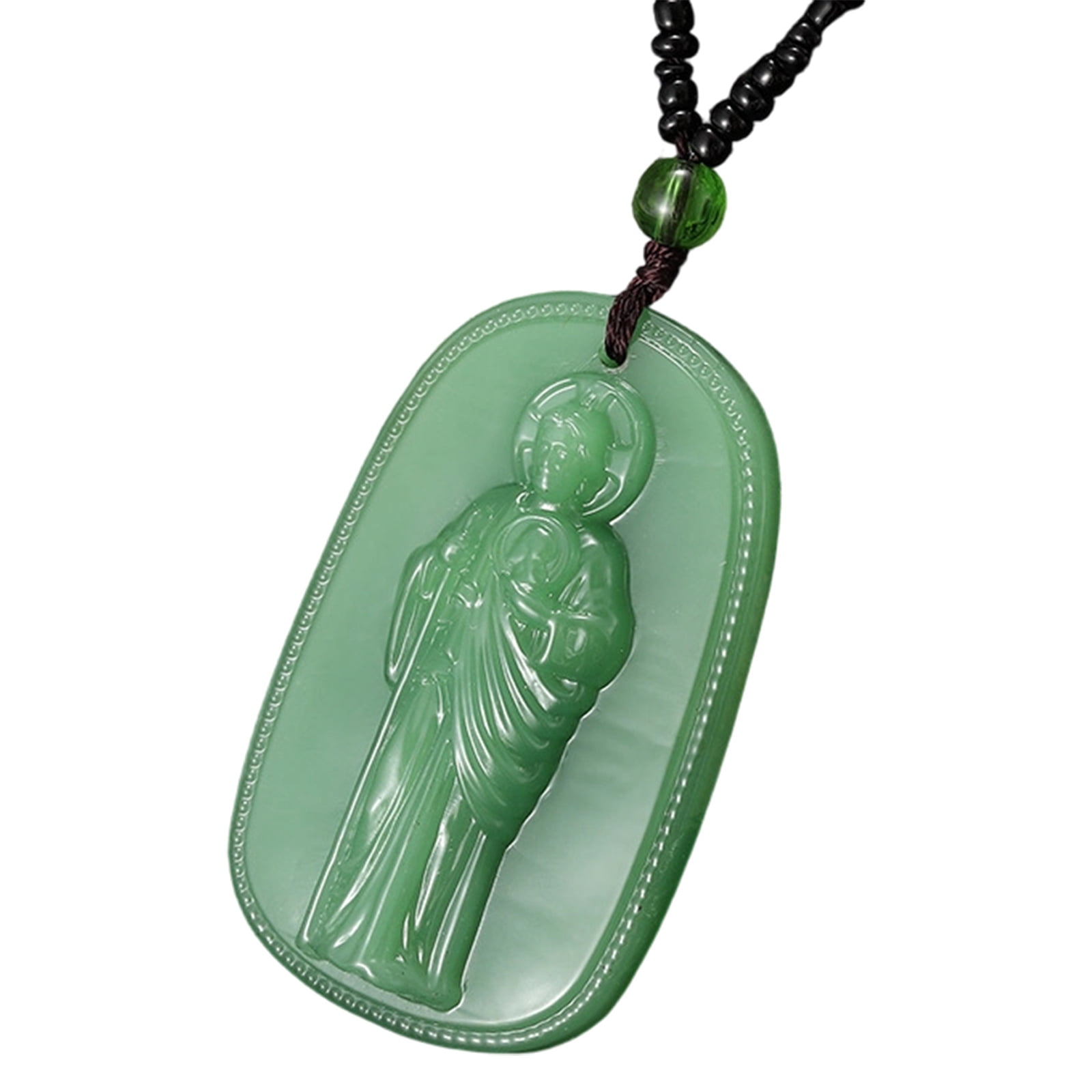 Exquisite Imitation Jades Pendant Necklace Symbolizing Divine Safeguards And Serenity Individualized Buddhas Jewelry