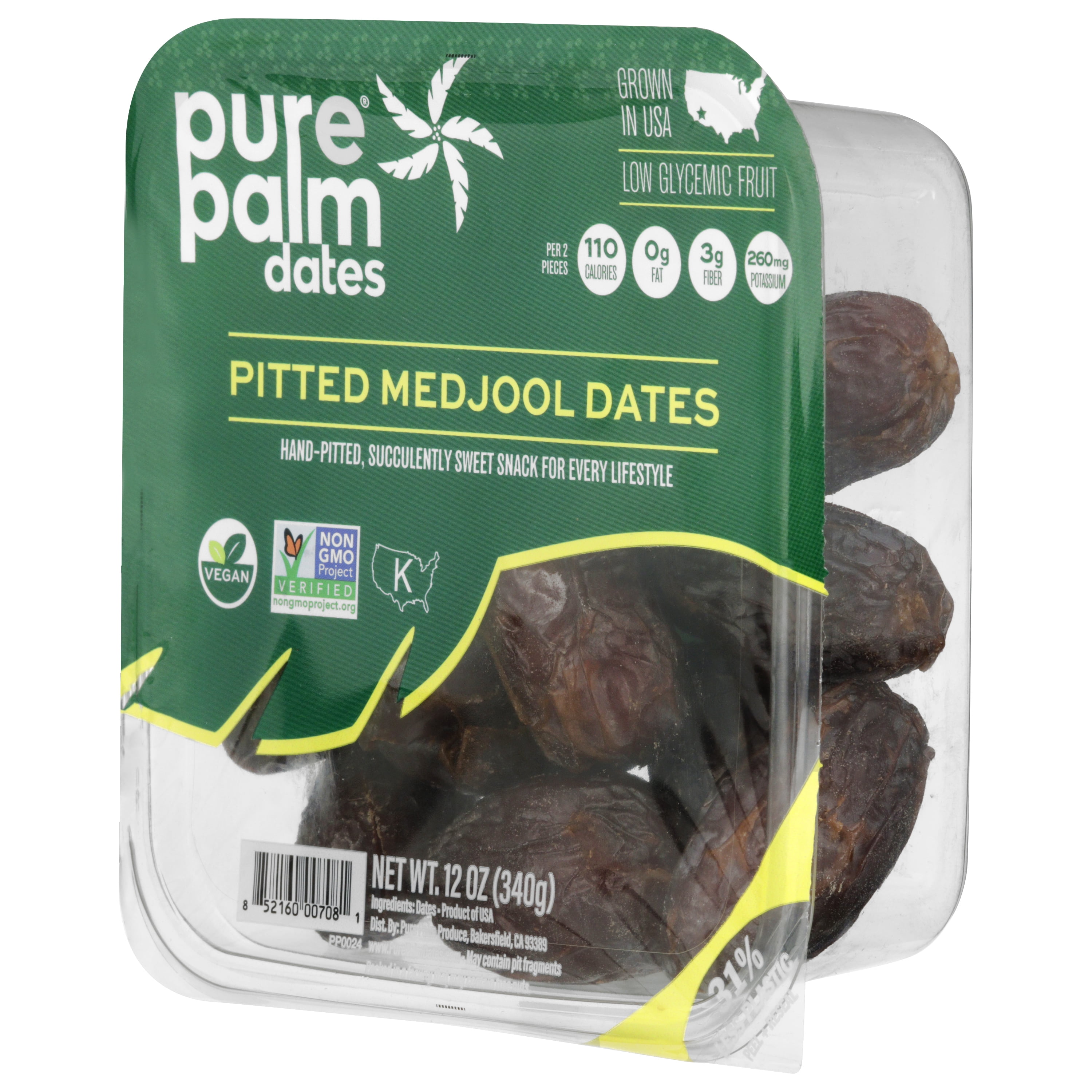 Pure Palm "Pit Free" Medjool Dates, 12 oz